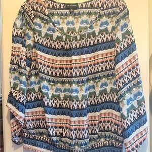 I.N. Studio Blue 3/4 Sleeve Boxy Blouse